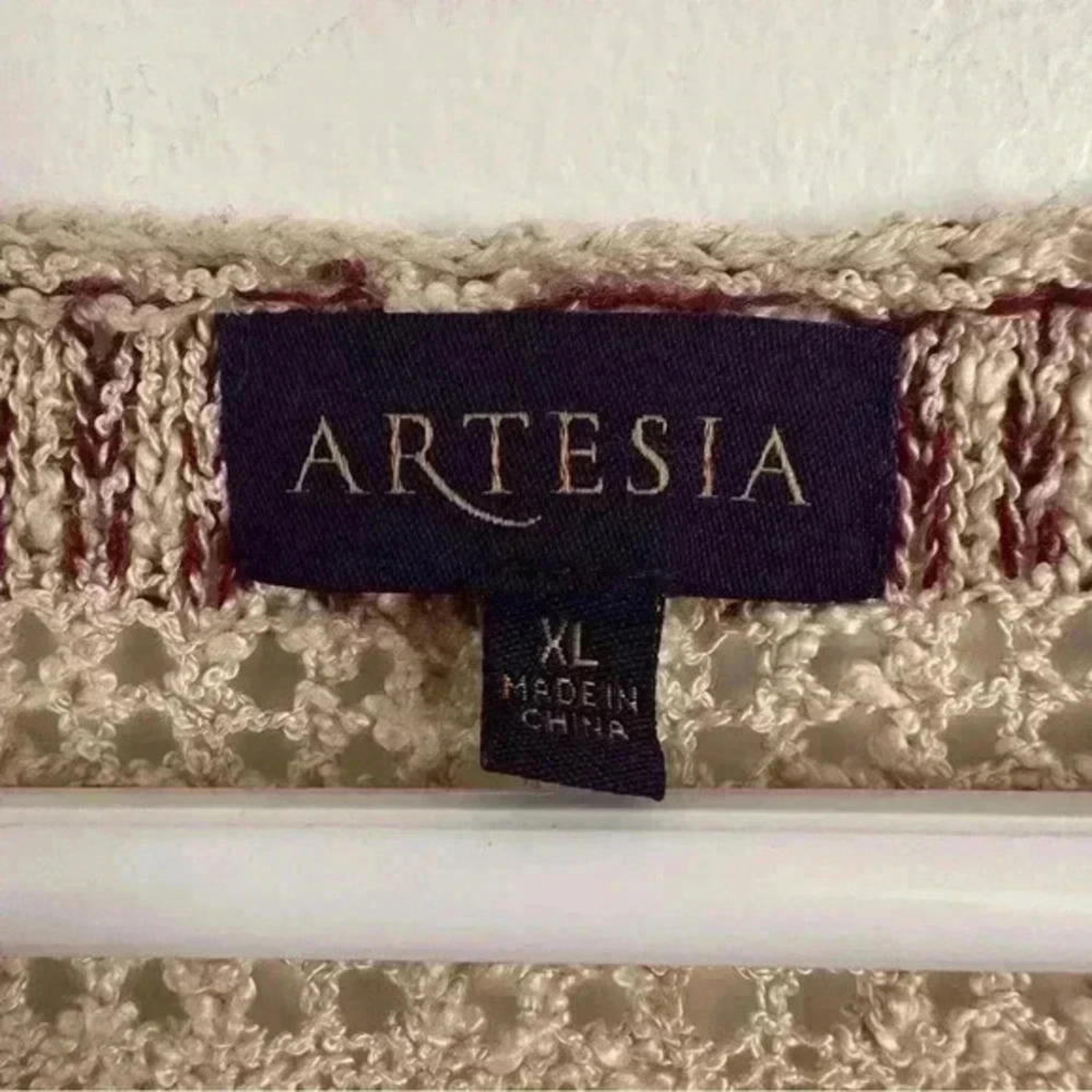 Artesia Sweater Open Knit Purple Beige Side Detail Women’s Sz XL Comfy - Picture 8 of 13